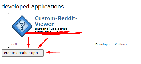 The create another app button at the bottom